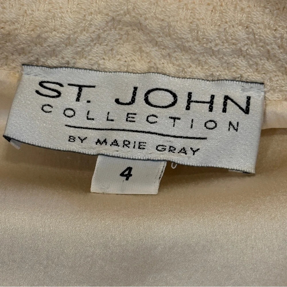 St. John Collection Cream Knit Jacket and Skirt Set - Picture 9 of 16